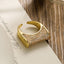 Elegant Retro Geometric 18k Gold Plated Zircon Open Ring