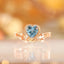 TikTok Live Stream Colored Gem Open Ring - Saint Mary Topaz Blue Heart Ring for Women