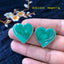 Vintage Heart Shape Alloy & Mystic Blue 925 Silver Stud Earrings with Enamel Flower Design