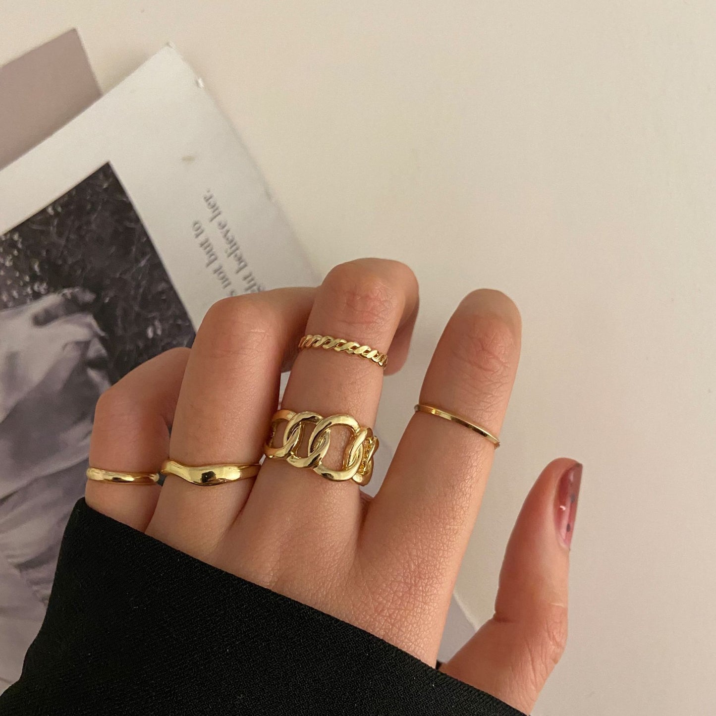 Creative Simple Stacking 7-Piece Ring Combination Set