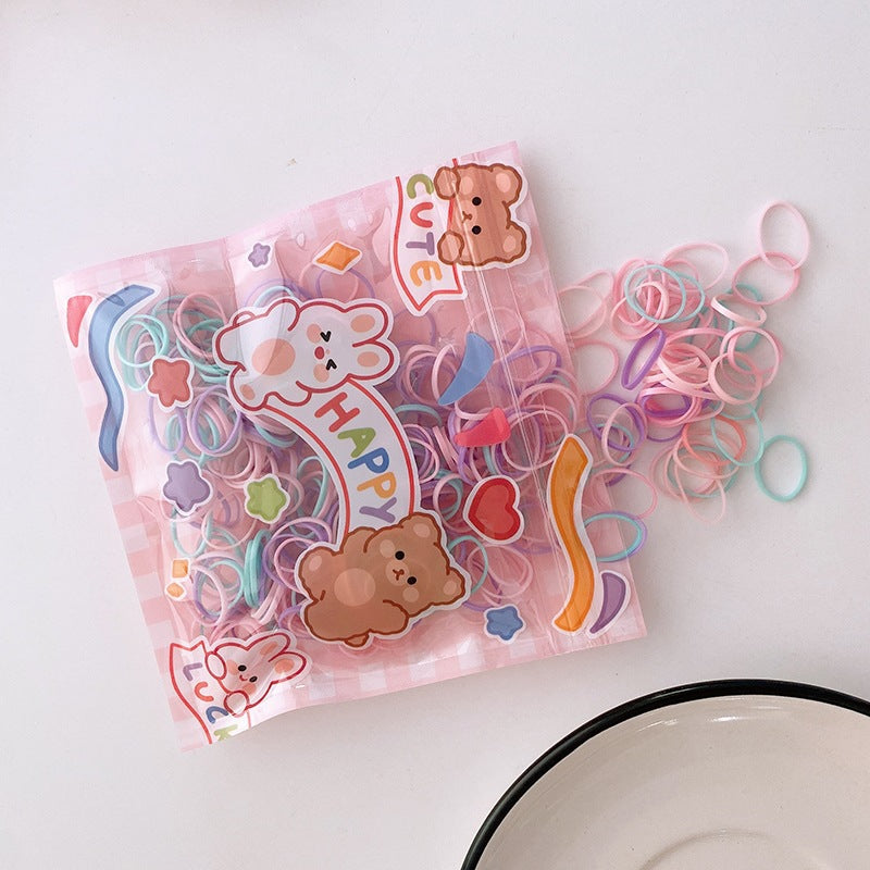 Cute Animal & Ice Cream Color Children's Hair Ties - 200 Bags of High Stretch Rubber Bands