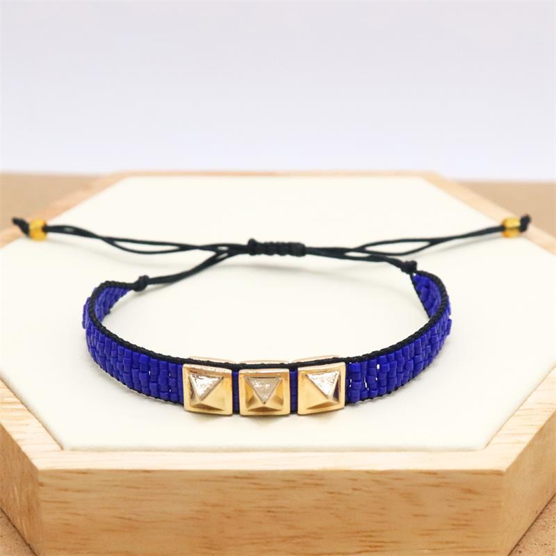 Streetwear Square Alloy Glass Adjustable Miyuki Beaded Bracelets for Women