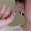 Simple Heart Shape Alloy Flower Gemstone Unisex Earrings with Rhinestone Design