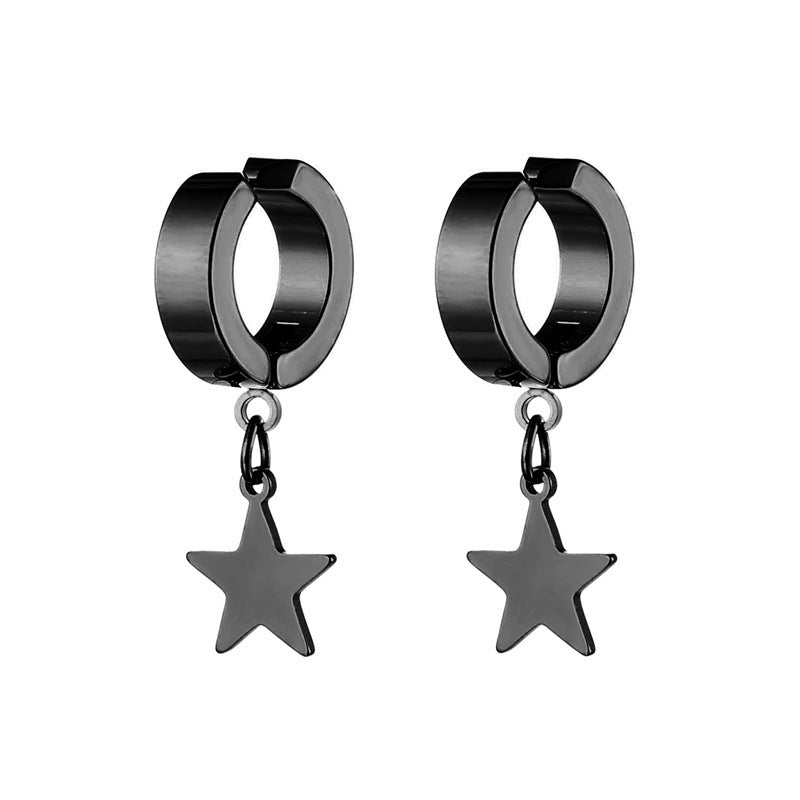 1 Piece Simple Style Pentagram Stainless Steel Plating Drop Earrings