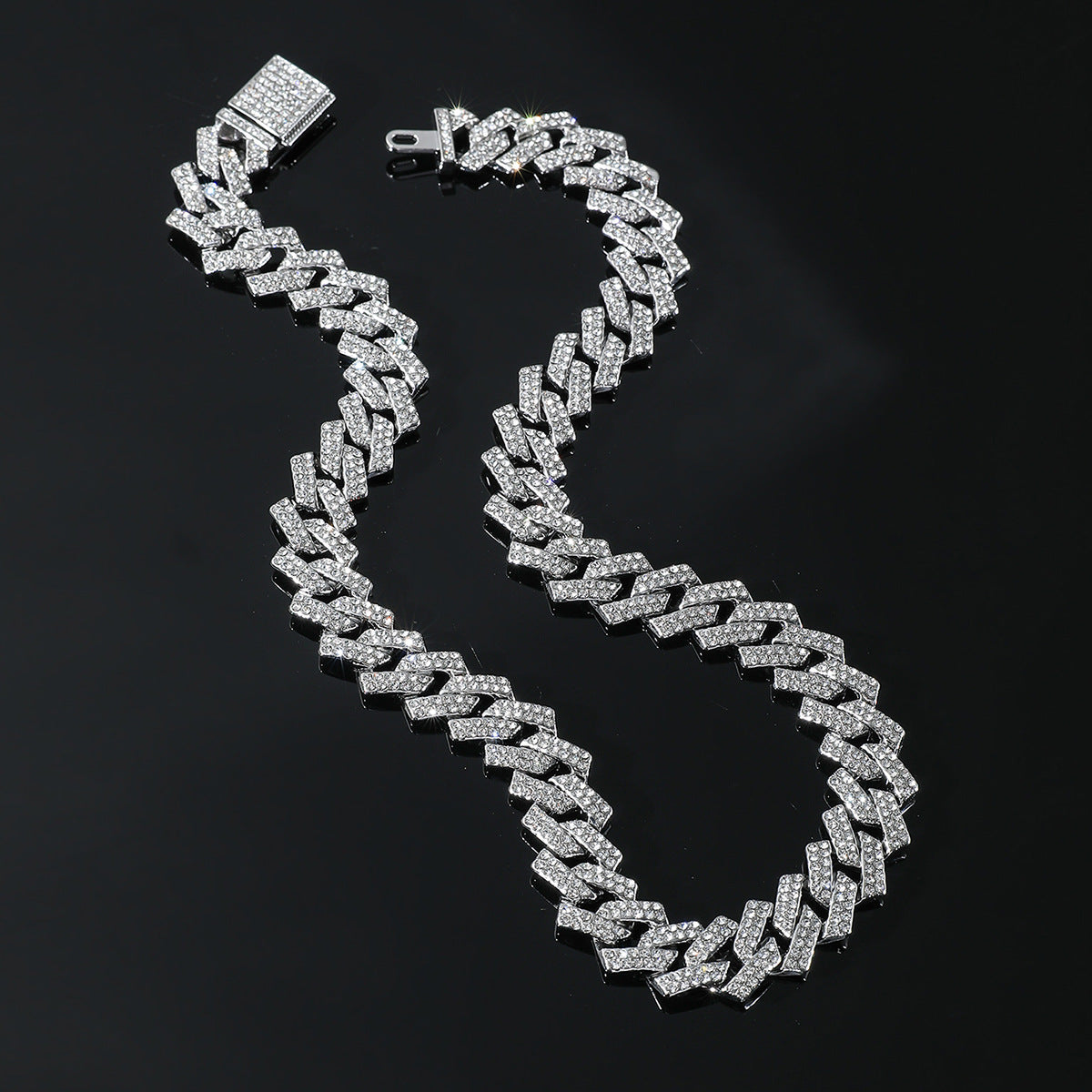 Hip-hop Rhinestone Unisex Bracelet & Cuban Chain Men's Necklace Jewelry