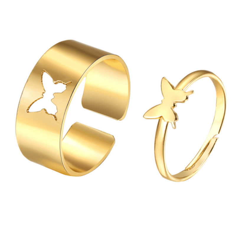 Simple Punk Hollow Universe Planet Adjustable Couple Rings Set