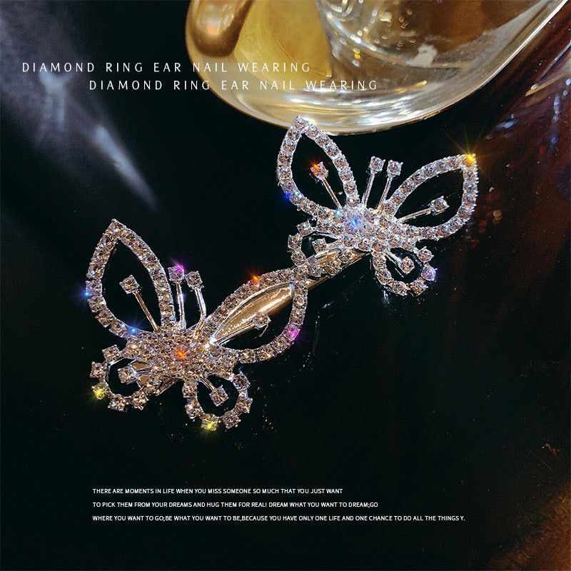 Shiny Rhinestone Butterfly Hair Clip for Women