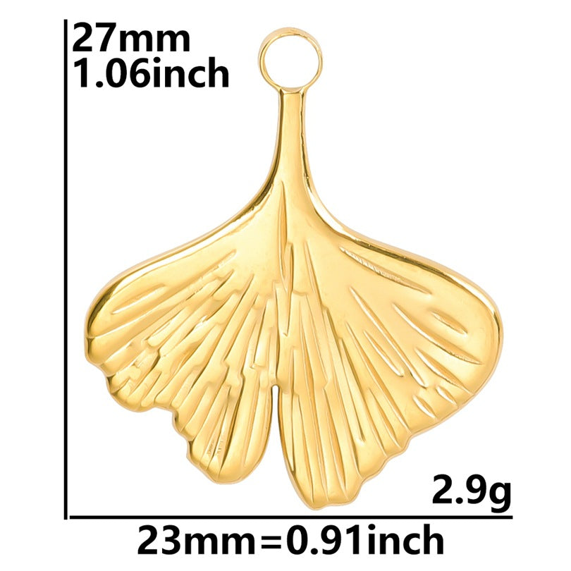 Ginkgo Leaf 18K Gold Plated Stainless Steel Pendant Necklace