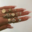 Bohemian Retro Punk Elephant Opal Crystal Midi Knuckle Ring Set for Women