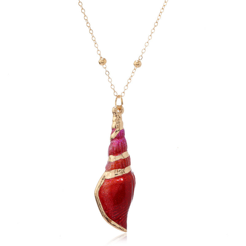 Glam Lady Natural Shell Gold Plated Pendant Necklace for Women