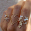 Simple Classic Gold Zircon Inlay Heart Love Ring Set for Women