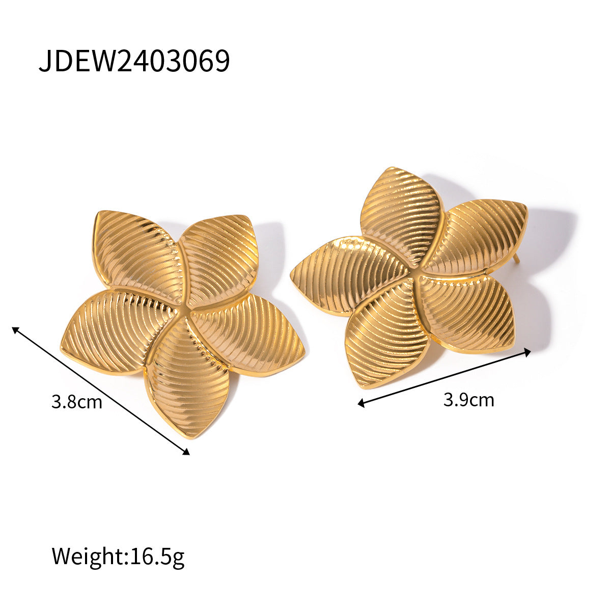 1 Pair Simple Style Classic Style Solid Color Plating 304 Stainless Steel 18K Gold Plated Earrings