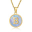 Titanium Steel Blue Shell Initial Pendant Necklace