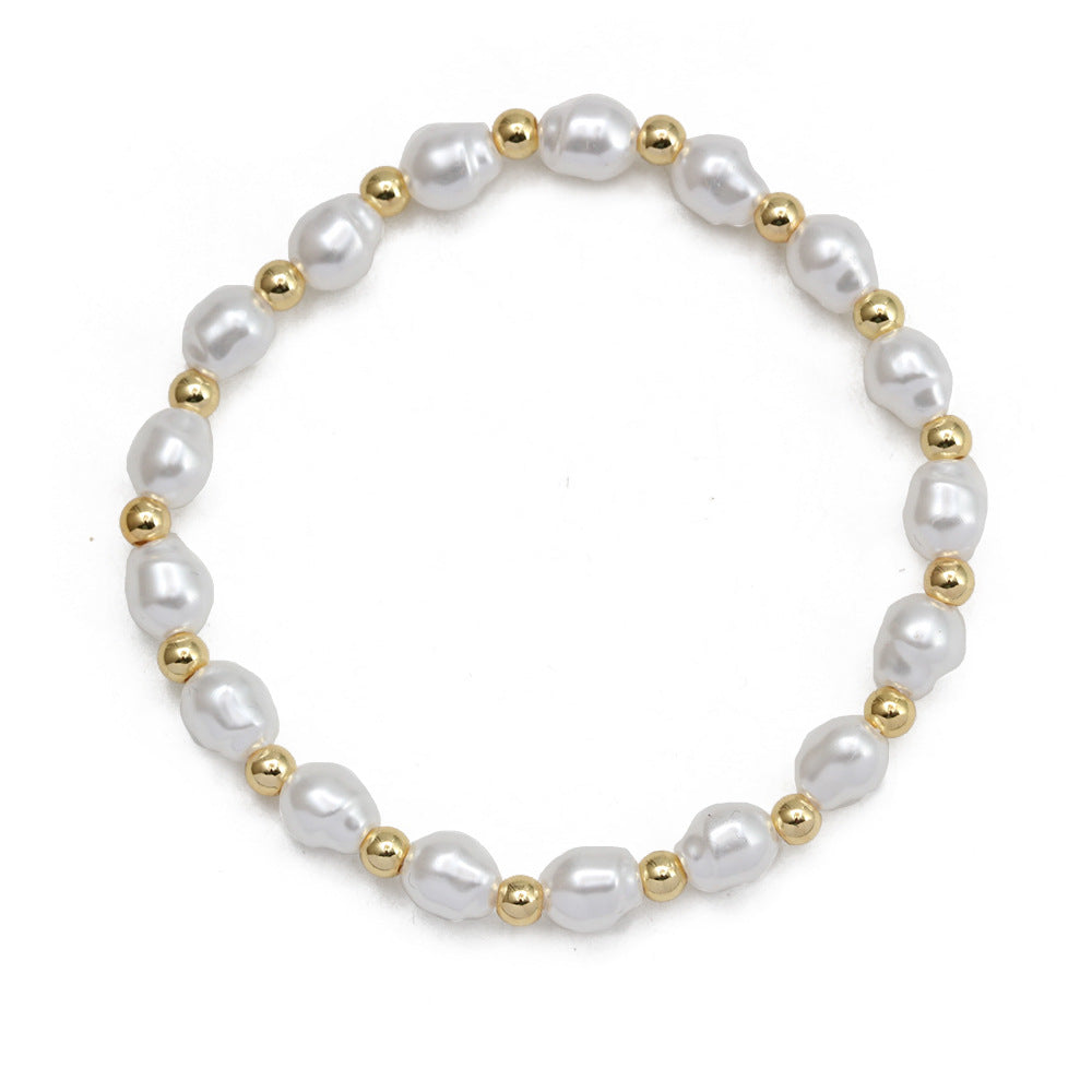 Simple Style Devil's Eye Pearl Beaded Bracelet