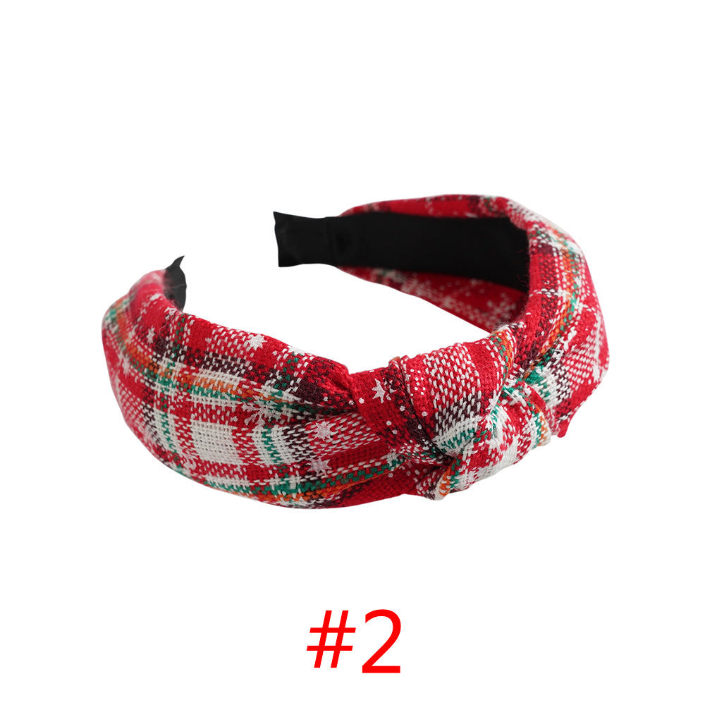 Fashion Plaid Snowflake Christmas Hair Band for Women