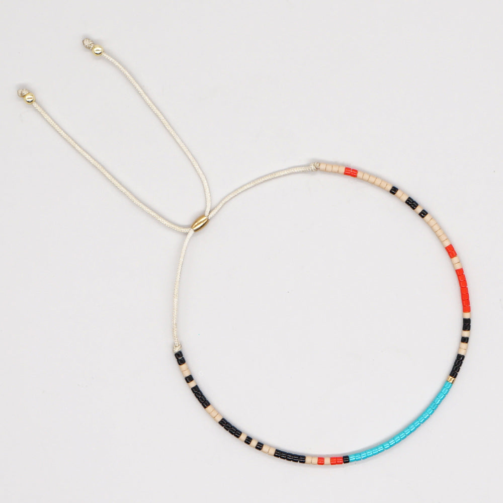 Minimalist Stainless Steel Rope and Colorful Beaded Bracelet Set