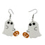 1 Pair Halloween Pumpkin Ghost Skull Acrylic Drop Earrings with Flower Bow Knot Design