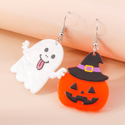 1 Pair Halloween Pumpkin Ghost Acrylic Drop Earrings