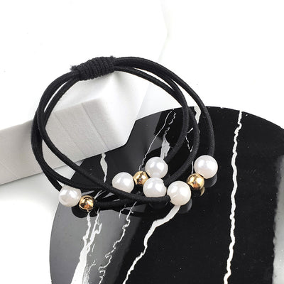 Korean Style Pearl Knotted Hair Band - High Elasticity Handmade Hair Rope