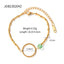 INS Style Hip-Hop Oval Shell & Green Stone Stainless Steel Bracelet with 18K Gold Plated Inlay Gemstones