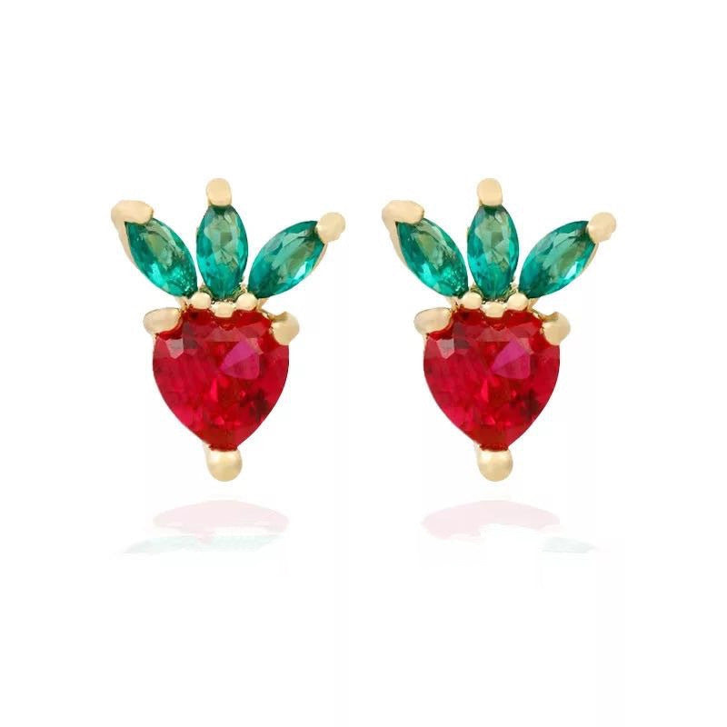 Fashion Hread Piercing Screw Ball Fruit Copper Earrings