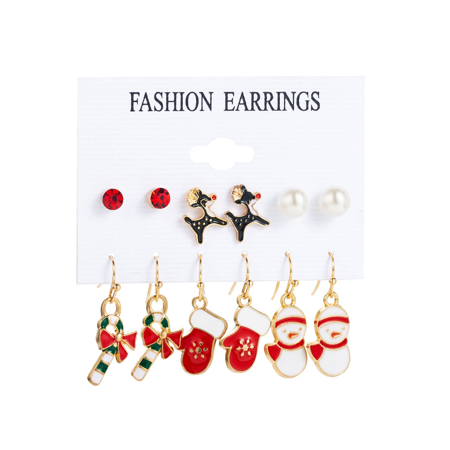 6 Pairs Ethnic Style Christmas Cartoon Character Enamel Alloy Earrings Set