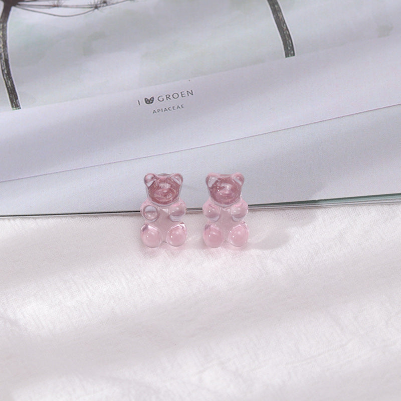 1 Pair Cartoon Style Bear Plastic Resin Women's Rings Earrings