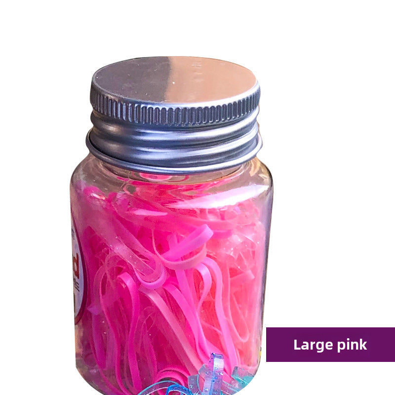 Korean Style Girls' Hair Accessories Set - Uniband Rubber and Leather Bands in Canned Packaging