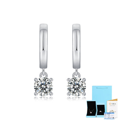 Simple Sterling Silver Moissanite Drop Earrings