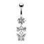 Elegant Butterfly Moon Zircon Belly Ring - Rose, White, Gold Plated Navel Jewelry