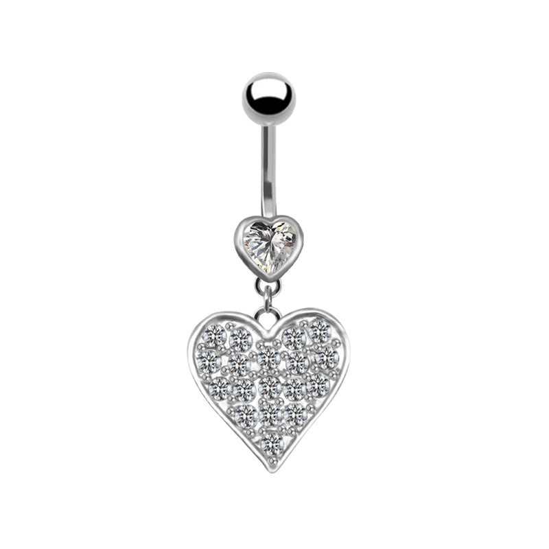 Fashion Angel Wing Heart Zircon Stainless Steel Belly Ring