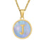 Titanium Steel Blue Shell Initial Pendant Necklace