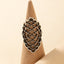 Retro Bohemian Leaf Feather Mesh Ring for Women