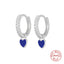 Fashion Geometric Heart Zircon Inlay Drop Earrings in Sterling Silver