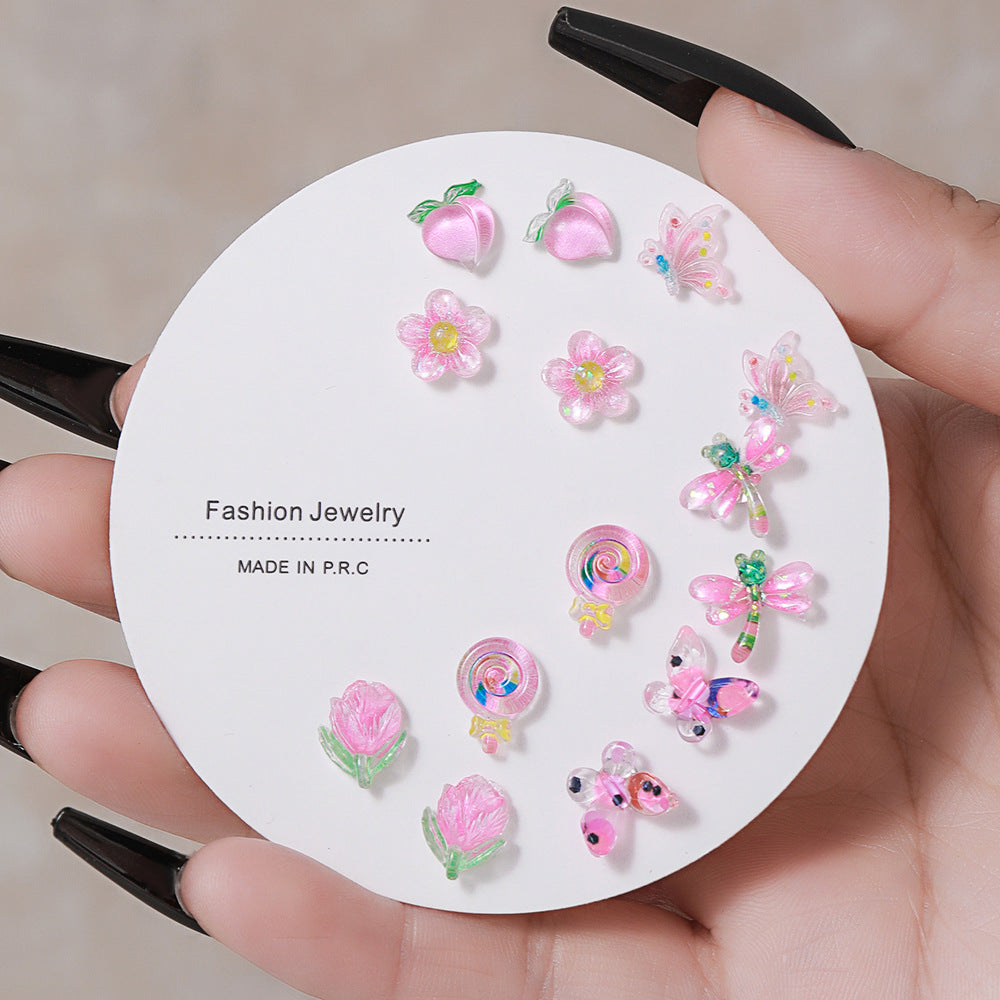 1 Set Cute Flower Resin Ear Studs