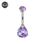 G23 Titanium Water Droplet Belly Ring with Synthetic Opal and Zircon Inlay