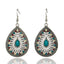 Bohemian Alloy Hollow Drop-shaped Colored Diamond Earrings Wholesale