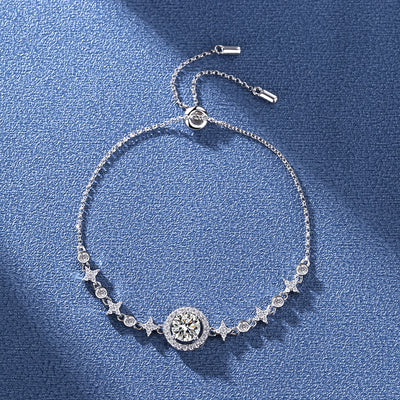 Romantic Starry Sky Moissanite Sterling Silver Bracelet