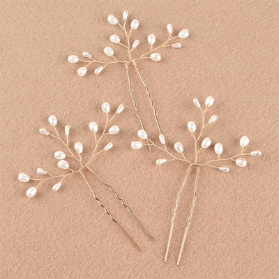 Handmade Pearl and Floral Leaf Bridal Hairpin Hair Accessories