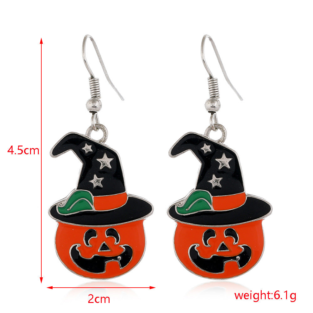 Halloween Skull Spider Pumpkin Alloy Earrings Set