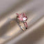 Fashion Geometric Metal Plated Pink Heart Gemstone Women's Ring Set