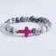 Unisex Retro Cross Beaded Bracelet with Colorful 8mm Artificial Crystal Beads