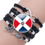 American Flag Multi-Layer PU Leather Bracelet with Gemstone Accents