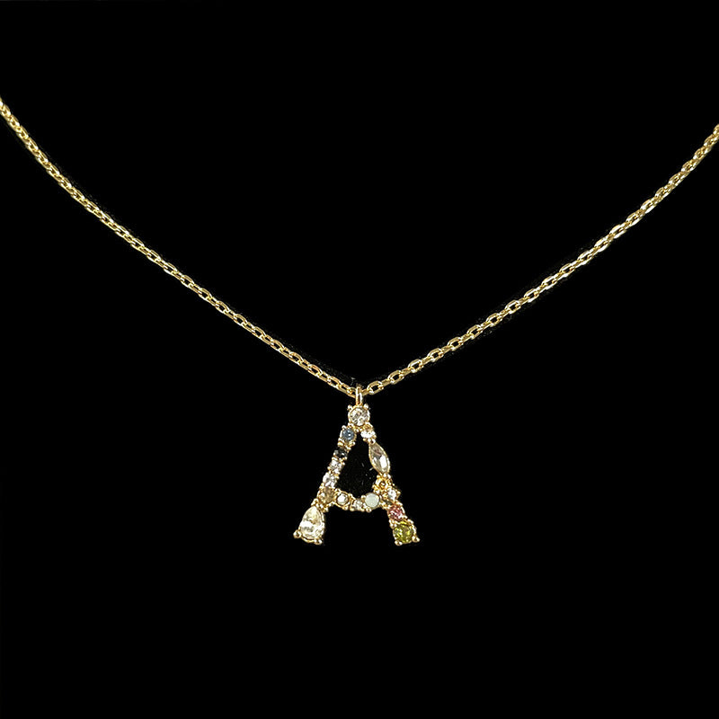 Simple Style 18k Gold Zircon Letter Pendant Necklace