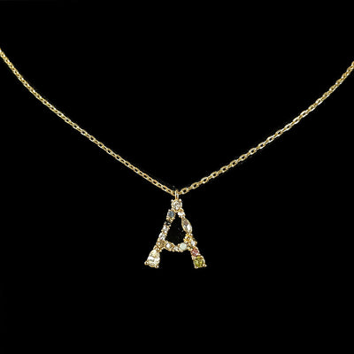 Simple Style 18k Gold Zircon Letter Pendant Necklace