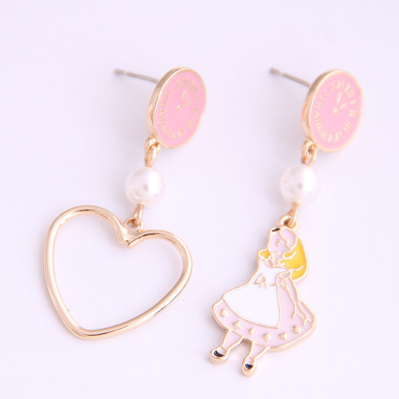 Korean Fashion Wild Girl Asymmetric Temperament Earrings Fashion Heart Earrings