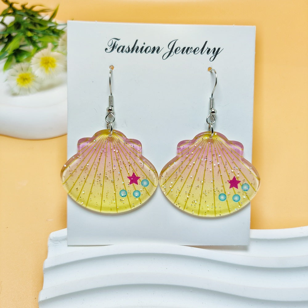 1 Pair Simple Style Shell Arylic Drop Earrings