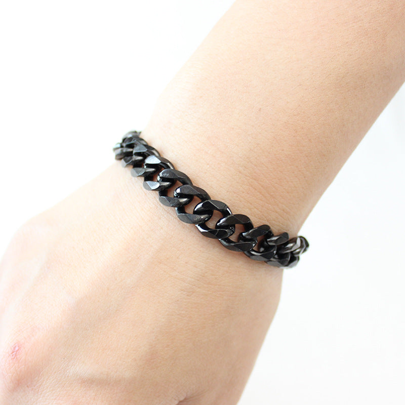 Stainless Steel Solid Color Cuban Chain Bracelet