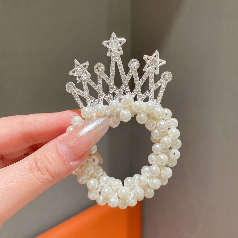 Children's Geometric Pearl Alloy Crown Hair Comb