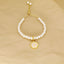 18K Gold Plated Adjustable Letter Pendant Imitation Pearl Bracelet